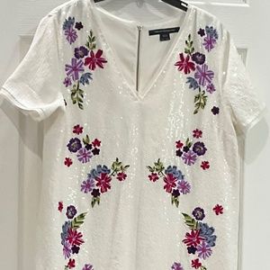 Beaded, embroidered, v neck beautiful dress